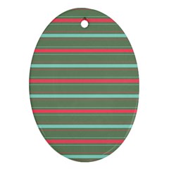 Horizontal Line Red Green Oval Ornament (two Sides)