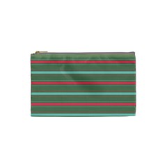 Horizontal Line Red Green Cosmetic Bag (small)  by Mariart