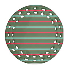 Horizontal Line Red Green Ornament (round Filigree)