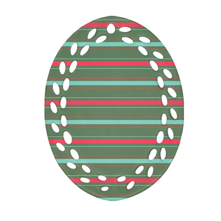 Horizontal Line Red Green Ornament (Oval Filigree)