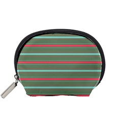 Horizontal Line Red Green Accessory Pouches (small)  by Mariart