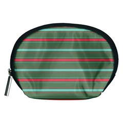 Horizontal Line Red Green Accessory Pouches (medium)  by Mariart