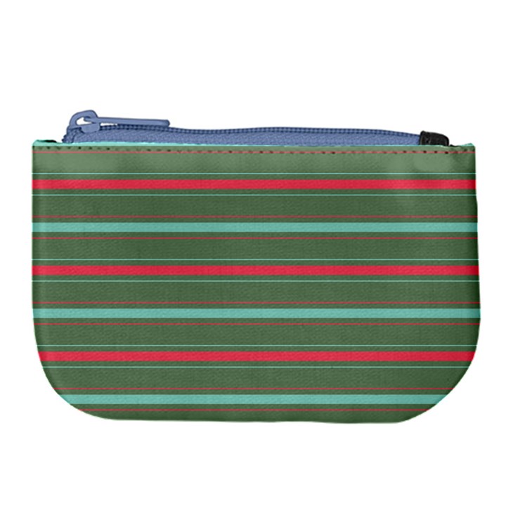 Horizontal Line Red Green Large Coin Purse