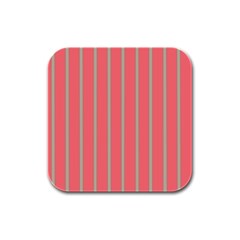 Line Red Grey Vertical Rubber Square Coaster (4 Pack)  by Mariart