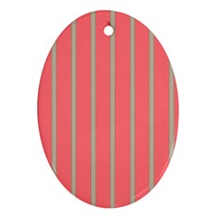 Line Red Grey Vertical Oval Ornament (two Sides)