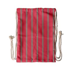 Line Red Grey Vertical Drawstring Bag (small) by Mariart