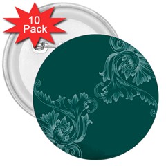 Leaf Green Blue Sexy 3  Buttons (10 pack) 