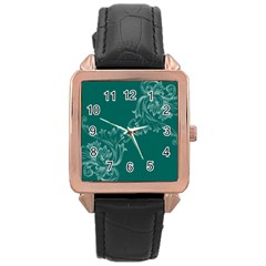 Leaf Green Blue Sexy Rose Gold Leather Watch 