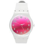 Line Pink Space Sexy Rainbow Round Plastic Sport Watch (M) Front