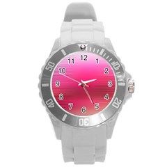 Line Pink Space Sexy Rainbow Round Plastic Sport Watch (l) by Mariart