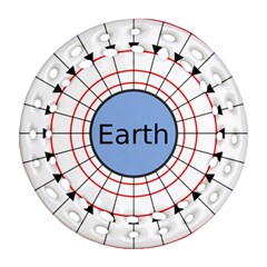 Magnetik Earth s Gravitational Line Triangle Ornament (round Filigree)
