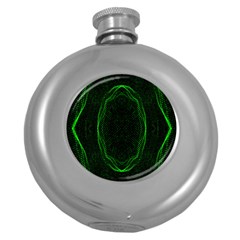 Green Foam Waves Polygon Animation Kaleida Motion Round Hip Flask (5 Oz) by Mariart