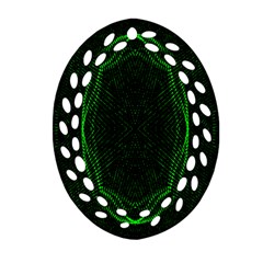 Green Foam Waves Polygon Animation Kaleida Motion Oval Filigree Ornament (two Sides)