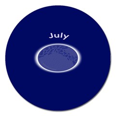 Moon July Blue Space Magnet 5  (Round)