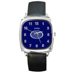 Moon July Blue Space Square Metal Watch