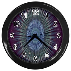 Peaceful Flower Formation Sparkling Space Wall Clocks (black) by Mariart