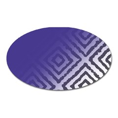 Plaid Blue White Oval Magnet by Mariart