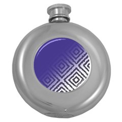 Plaid Blue White Round Hip Flask (5 Oz)