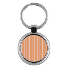 Rayures Bleu Orange Key Chains (Round) 