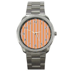 Rayures Bleu Orange Sport Metal Watch by Mariart