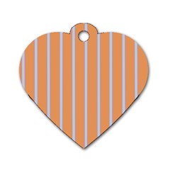 Rayures Bleu Orange Dog Tag Heart (One Side)