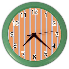 Rayures Bleu Orange Color Wall Clocks