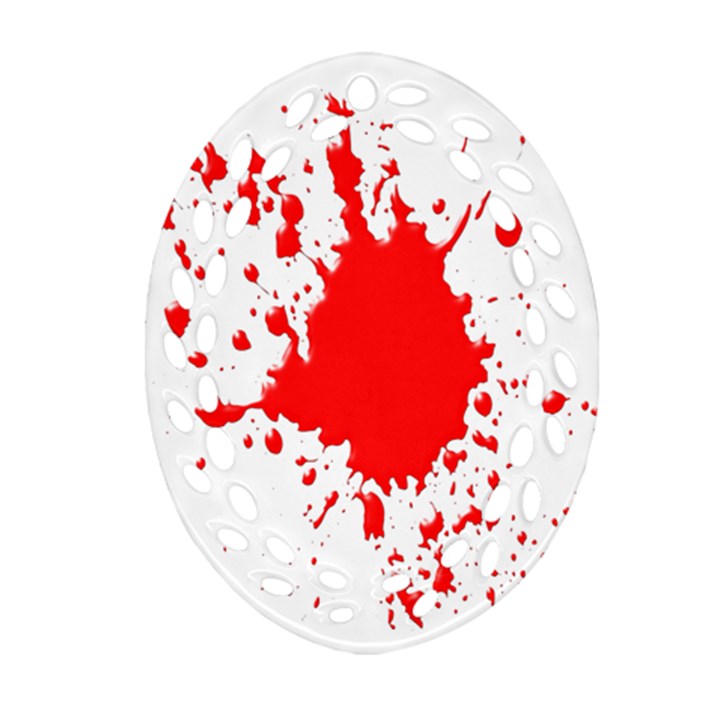 Red Blood Splatter Ornament (Oval Filigree)