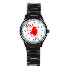 Red Blood Splatter Stainless Steel Round Watch