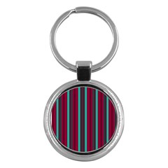 Red Blue Line Vertical Key Chains (round)  by Mariart