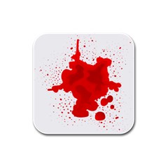 Red Blood Transparent Rubber Square Coaster (4 Pack) 