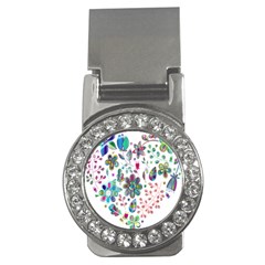 Prismatic Psychedelic Floral Heart Background Money Clips (cz) 