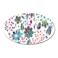 Prismatic Psychedelic Floral Heart Background Oval Magnet