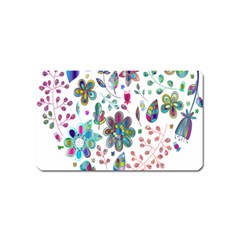 Prismatic Psychedelic Floral Heart Background Magnet (name Card)