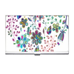 Prismatic Psychedelic Floral Heart Background Business Card Holders