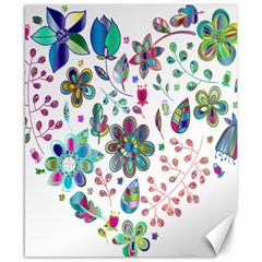 Prismatic Psychedelic Floral Heart Background Canvas 8  X 10 