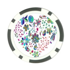 Prismatic Psychedelic Floral Heart Background Poker Chip Card Guard (10 Pack)