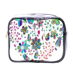 Prismatic Psychedelic Floral Heart Background Mini Toiletries Bags by Mariart