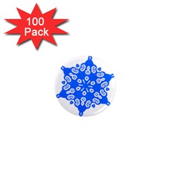 Snowflake Art Blue Cool Polka Dots 1  Mini Magnets (100 pack) 