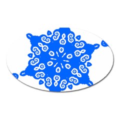 Snowflake Art Blue Cool Polka Dots Oval Magnet