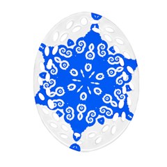 Snowflake Art Blue Cool Polka Dots Ornament (Oval Filigree)