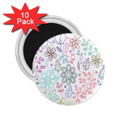 Prismatic Neon Floral Heart Love Valentine Flourish Rainbow 2 25  Magnets (10 Pack) 