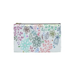 Prismatic Neon Floral Heart Love Valentine Flourish Rainbow Cosmetic Bag (small)  by Mariart