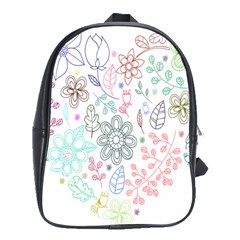 Prismatic Neon Floral Heart Love Valentine Flourish Rainbow School Bag (large)