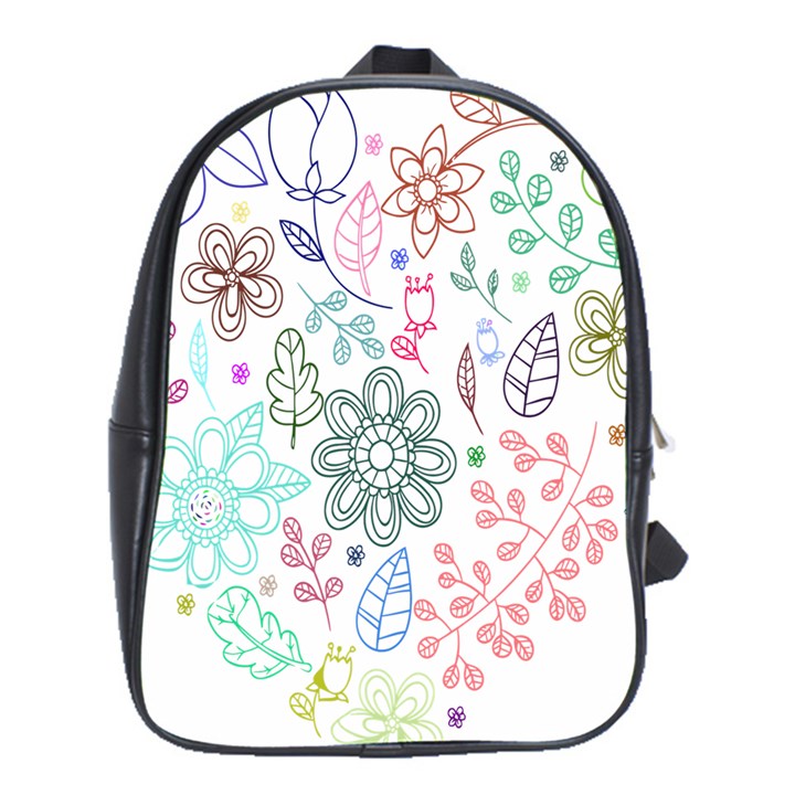 Prismatic Neon Floral Heart Love Valentine Flourish Rainbow School Bag (XL)