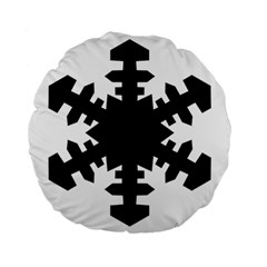 Snowflakes Black Standard 15  Premium Flano Round Cushions