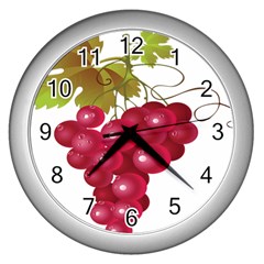 Red Fruit Grape Wall Clocks (silver) 