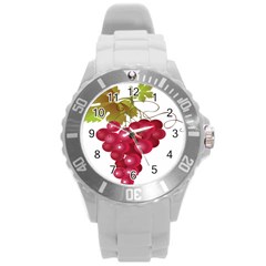 Red Fruit Grape Round Plastic Sport Watch (l) by Mariart