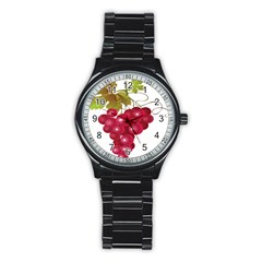 Red Fruit Grape Stainless Steel Round Watch
