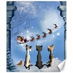 Christmas, Cute Cats Looking In The Sky To Santa Claus Canvas 20  x 24   19.57 x23.15  Canvas - 1