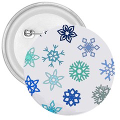 Snowflakes Blue Green Star 3  Buttons by Mariart